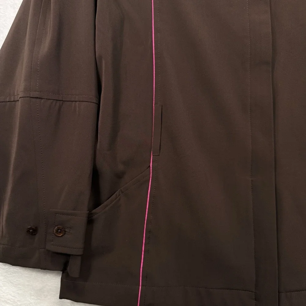 Nike Golf Jacket Womens Medium 8-10 Full Zip Stretch Brown Pink Dri-Fit Pockets